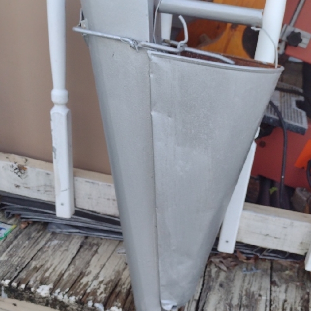 Antique Silver Metal Farming Planter